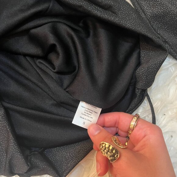 Lucy in the Sky Glitter Long Sleeve Corset Mini Dress in Black Small - Picture 4 of 6